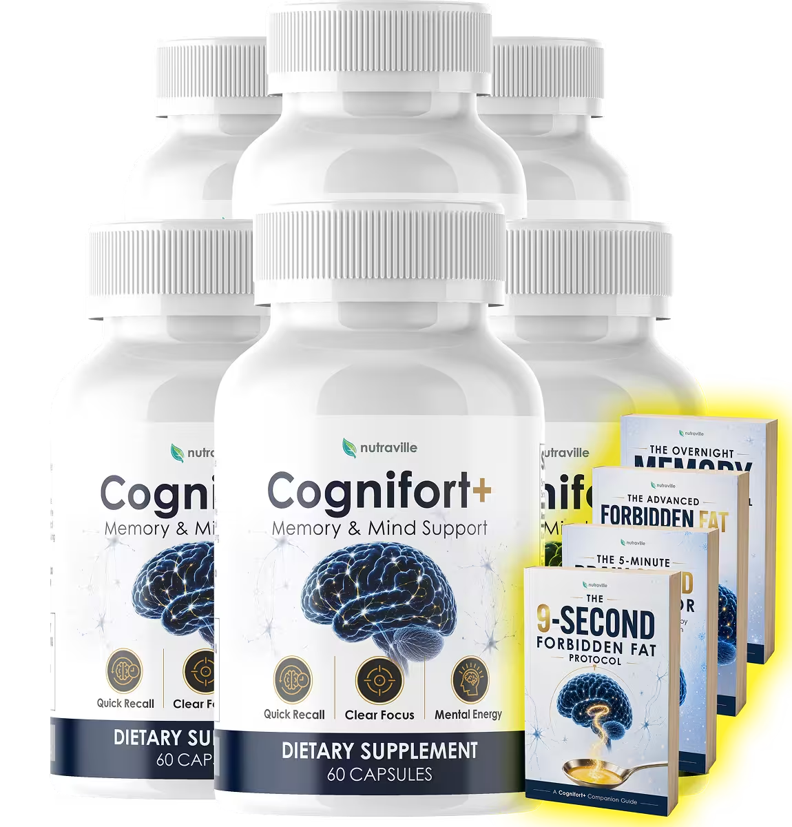 CogniFort Plus 6 bottle package with 4 free bonus guides