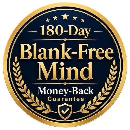 180 Day Blank-Free Mind Money-Back Guarantee seal